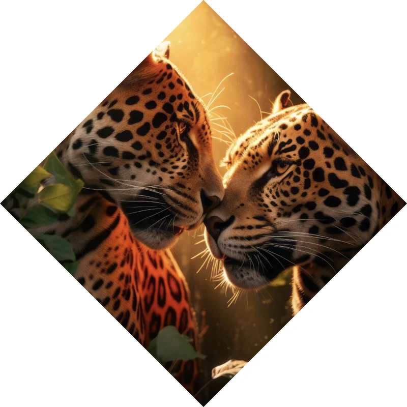Acrylglasbild Romantisches Leoparden Paar Raute