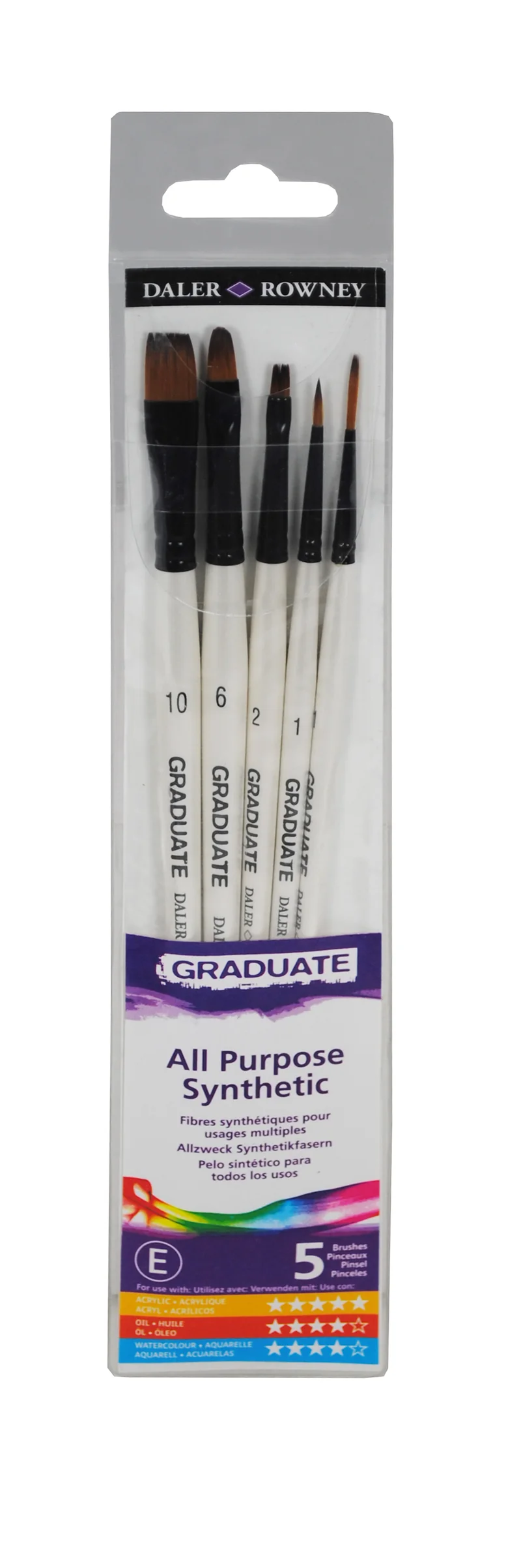 Set univerzalnih sintetičkih kistova DALER ROWNEY Graduate – 5 kom