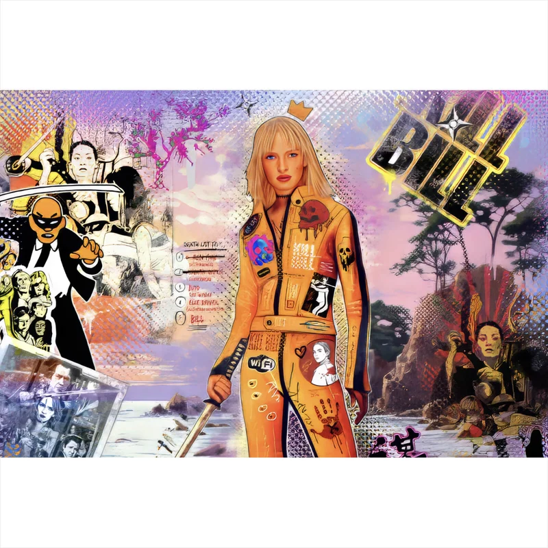 Aluminiumbild Bunte Comic Collage Bill Pop Art Querformat