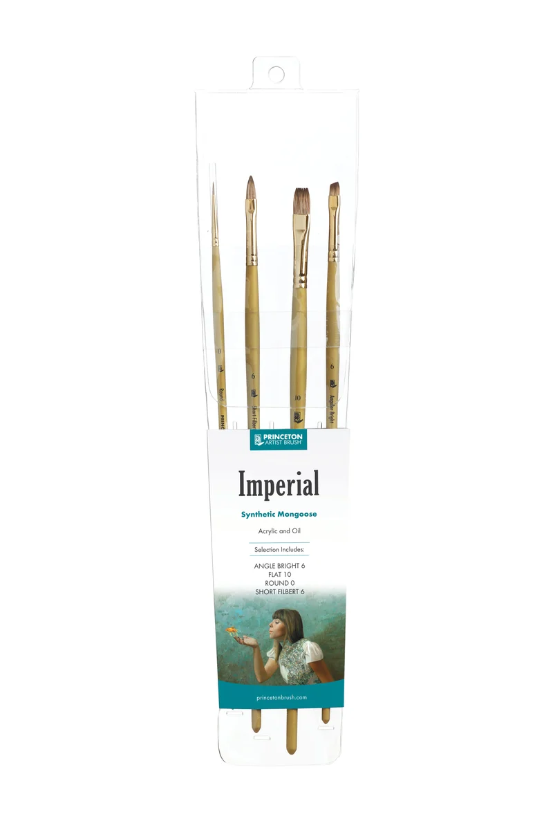 PRINCETON Imperial Pinselset für Öl und Acryl – Synthetik-Mongoose, 4-tlg.