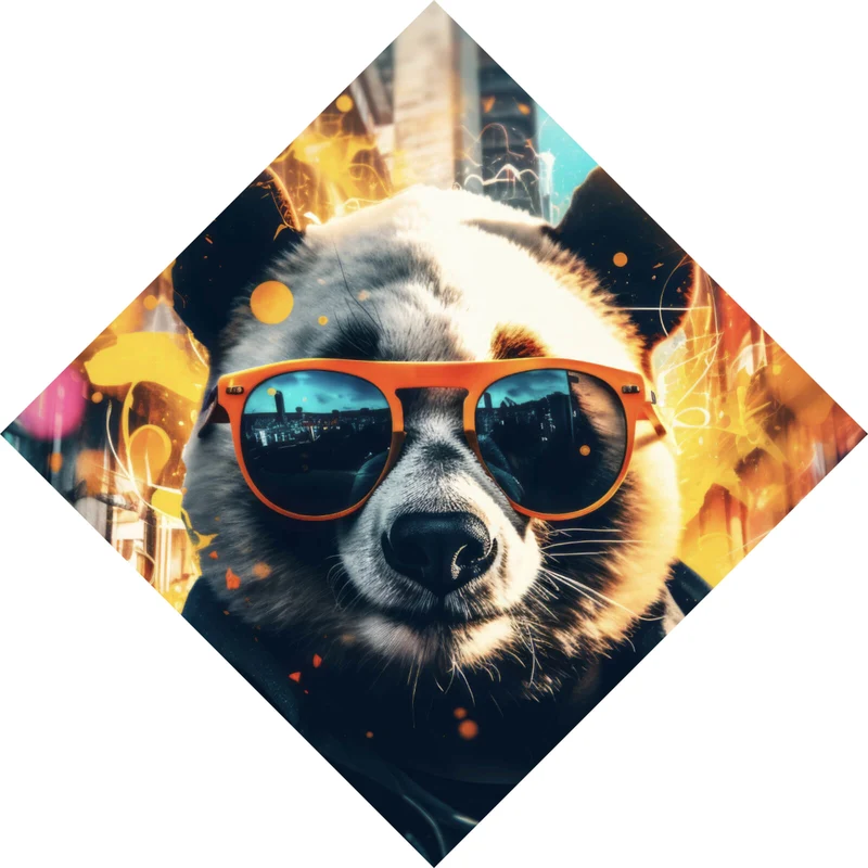 Leinwandbild Cooler Panda mit Sonnenbrille Street Art Raute
