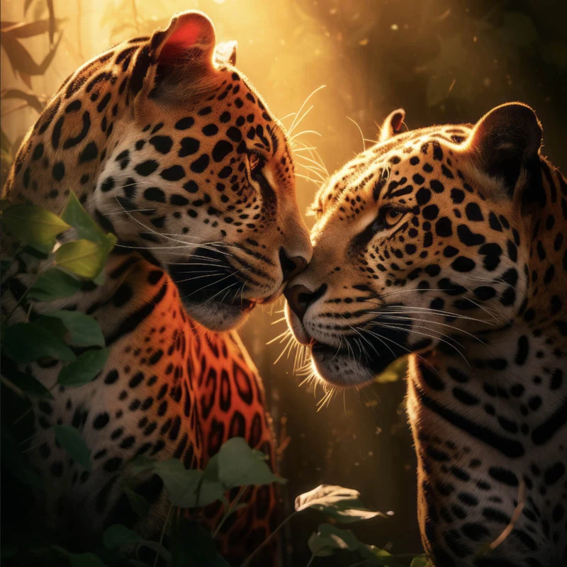 Poster Romantisches Leoparden Paar Quadrat