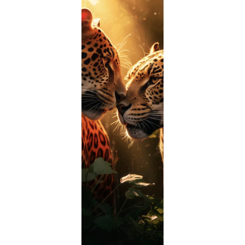 Acrylglasbild Romantisches Leoparden Paar Panorama Hoch