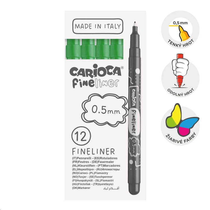 Тънкописци Carioca Fineliner 0,5 mm – 12 бр.