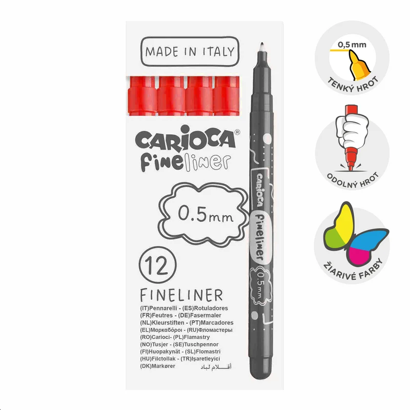 Тънкописци Carioca Fineliner 0,5 mm – 12 бр.