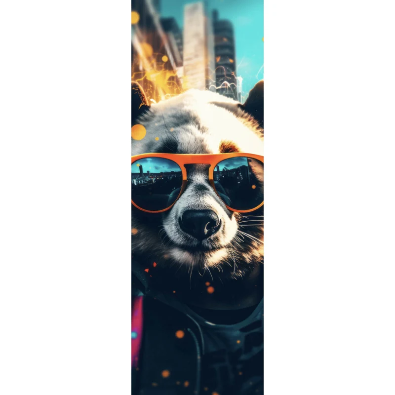 Aluminiumbild Cooler Panda mit Sonnenbrille Street Art Panorama Hoch