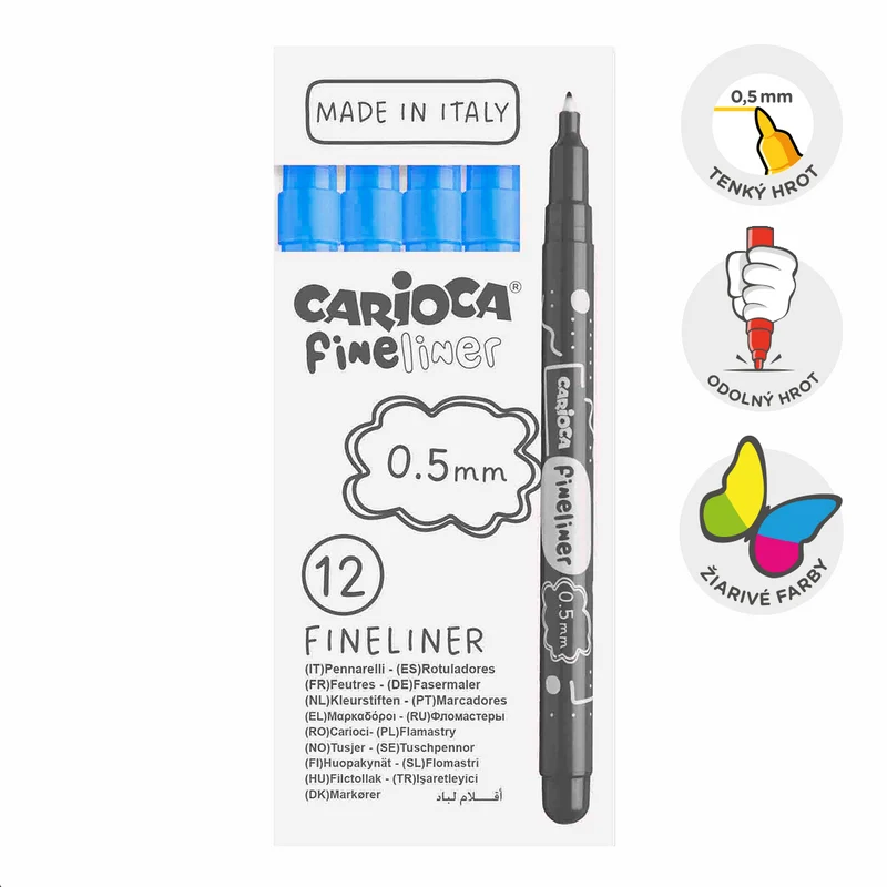 Fineliner a punta fine Carioca Fineliner 0,5 mm – 12 pz