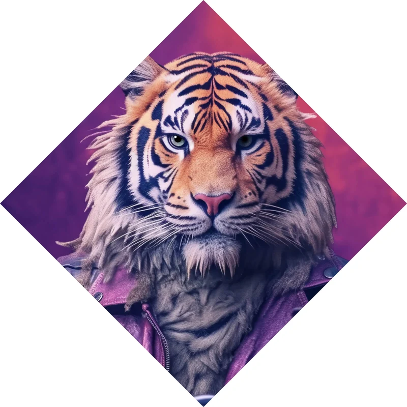 Poster Biker Tiger auf Motorrad Raute