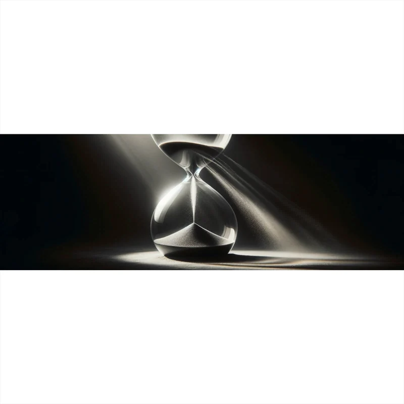 Aluminiumbild Sanduhr von Lichtstrahlen durchleuchtet Panorama