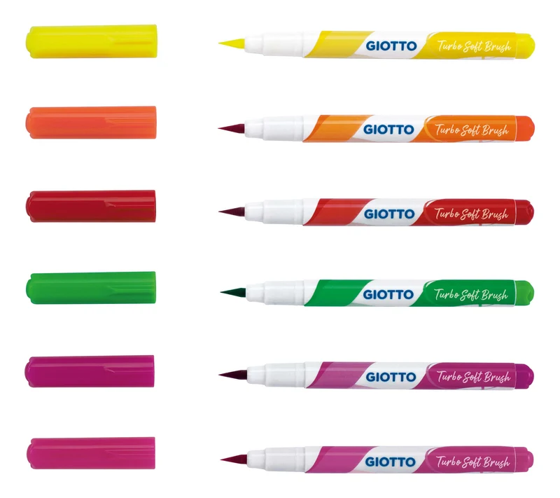 Čopičasti flomastri GIOTTO Turbo Soft Brush Fluo 6 kosov