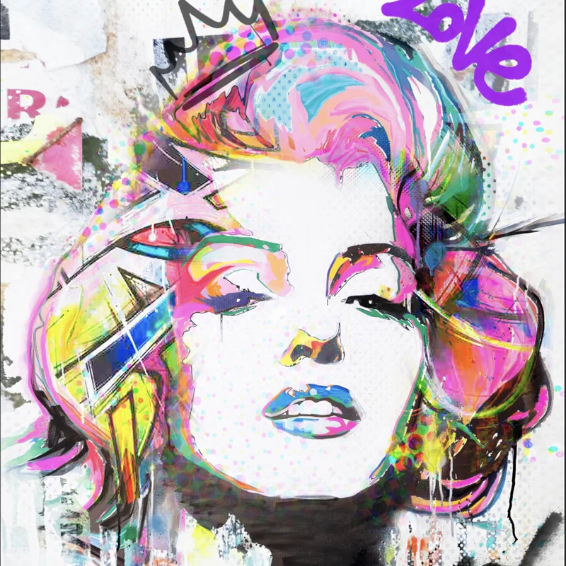 Poster Buntes Portrait Marylin Graffiti Quadrat