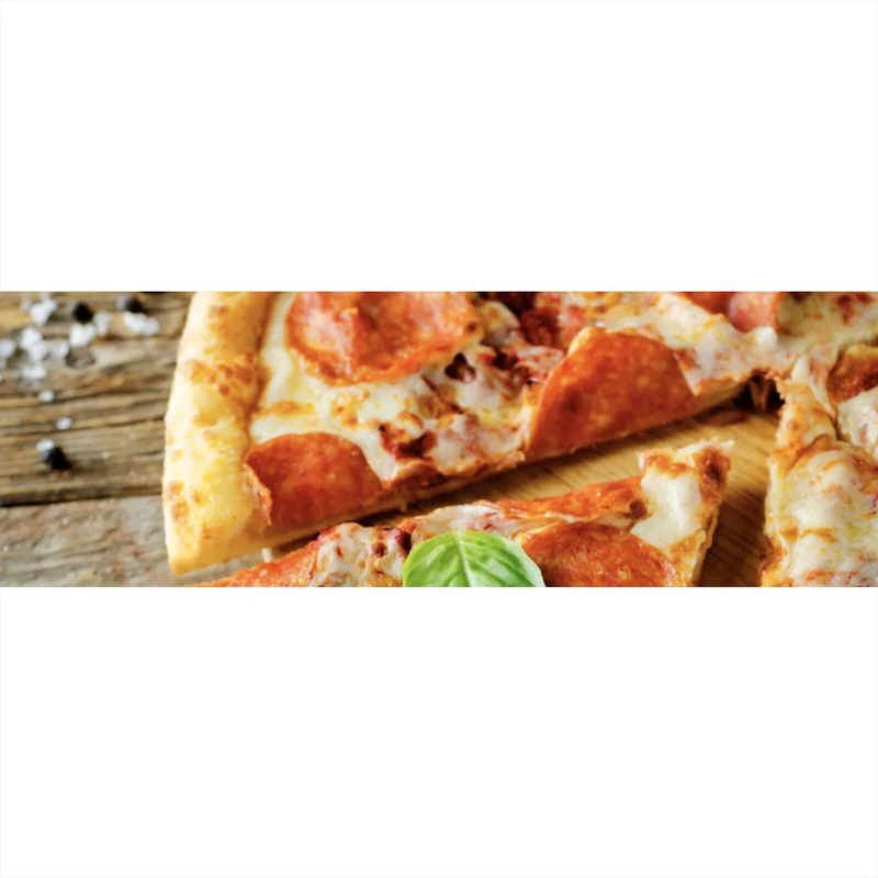 Spannrahmenbild Appetitliche Pizza auf Holz Panorama