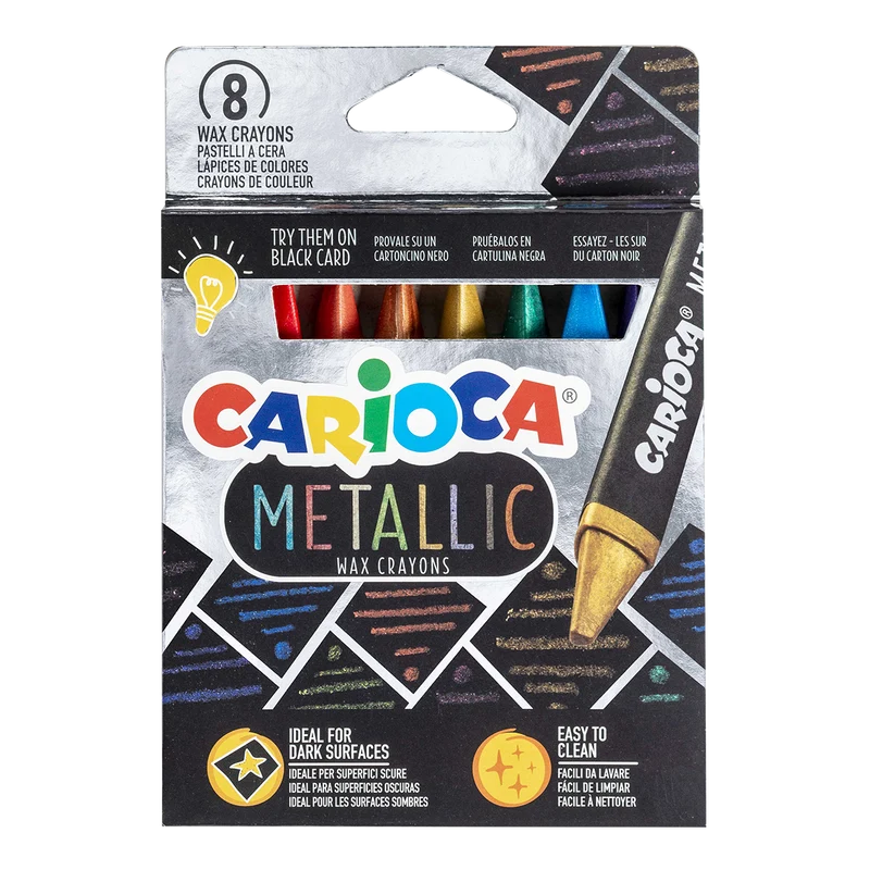 Trirobe voščenke Carioca Metallic, 8 kosov