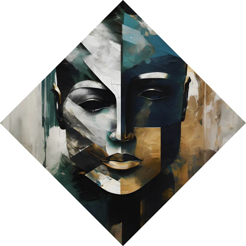 Leinwandbild Maskenhaftes Portait Abstrakt Raute