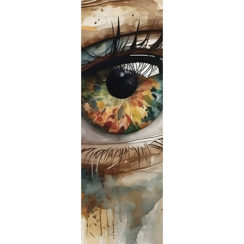 Aluminiumbild gebürstet Abstraktes buntes Auge Aquarell Stil Panorama Hoch