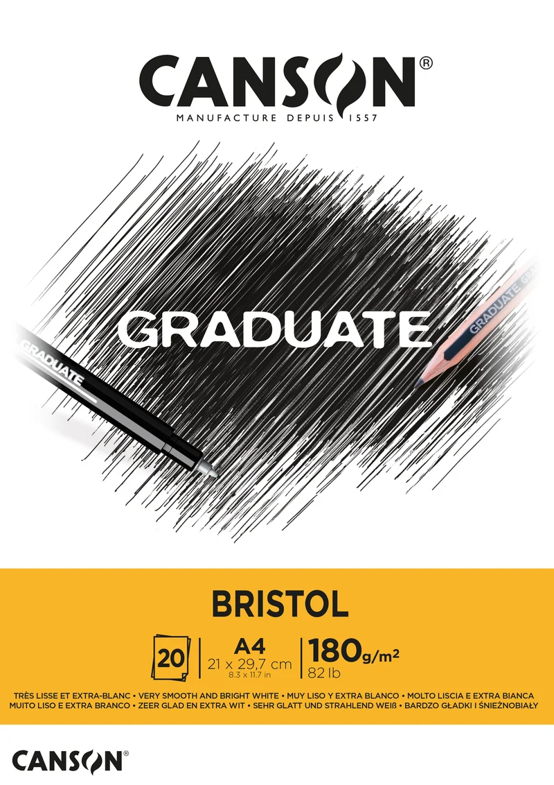 Μπλοκ σχεδίου CANSON Graduate Bristol 180 g/m² A4 - 20 φύλλα, κολλητό