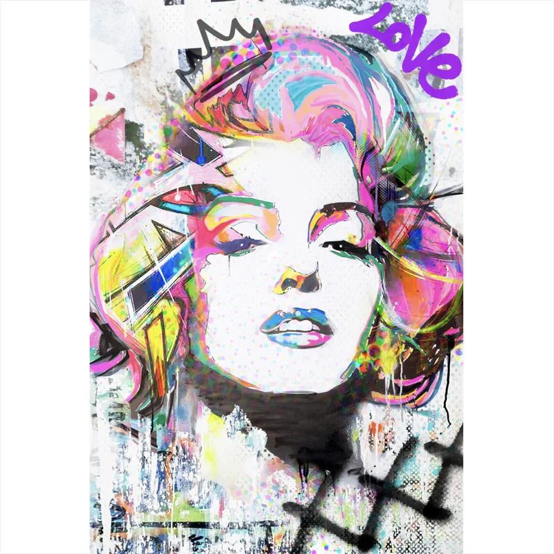 Leinwandbild Buntes Portrait Marylin Graffiti Hochformat