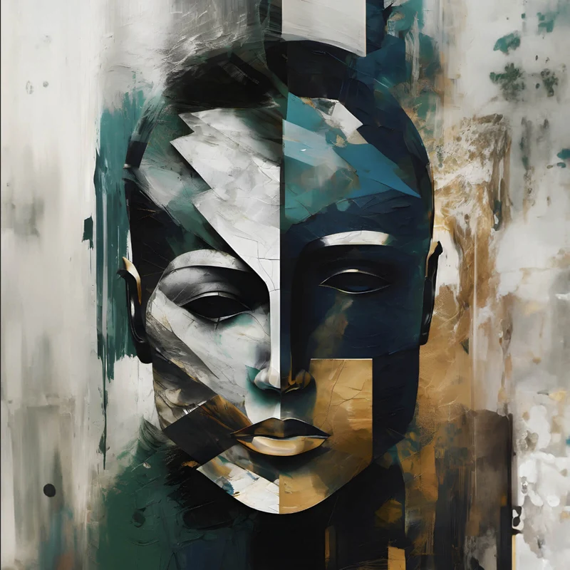 Leinwandbild Maskenhaftes Portait Abstrakt Quadrat