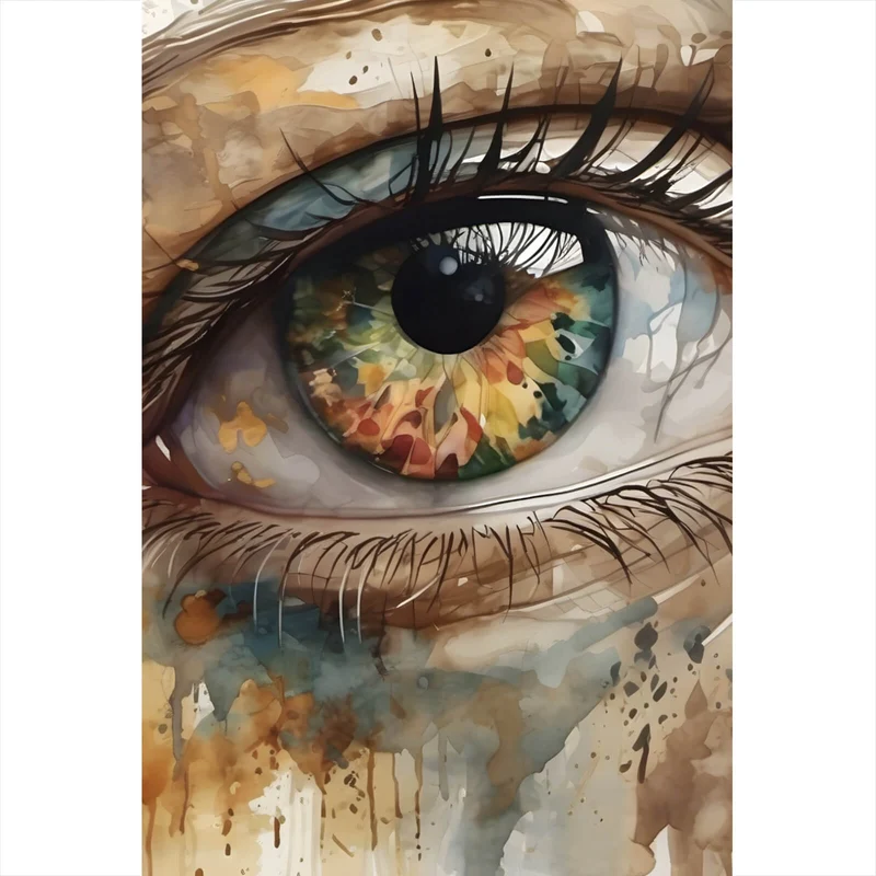 Acrylglasbild Abstraktes buntes Auge Aquarell Stil Hochformat