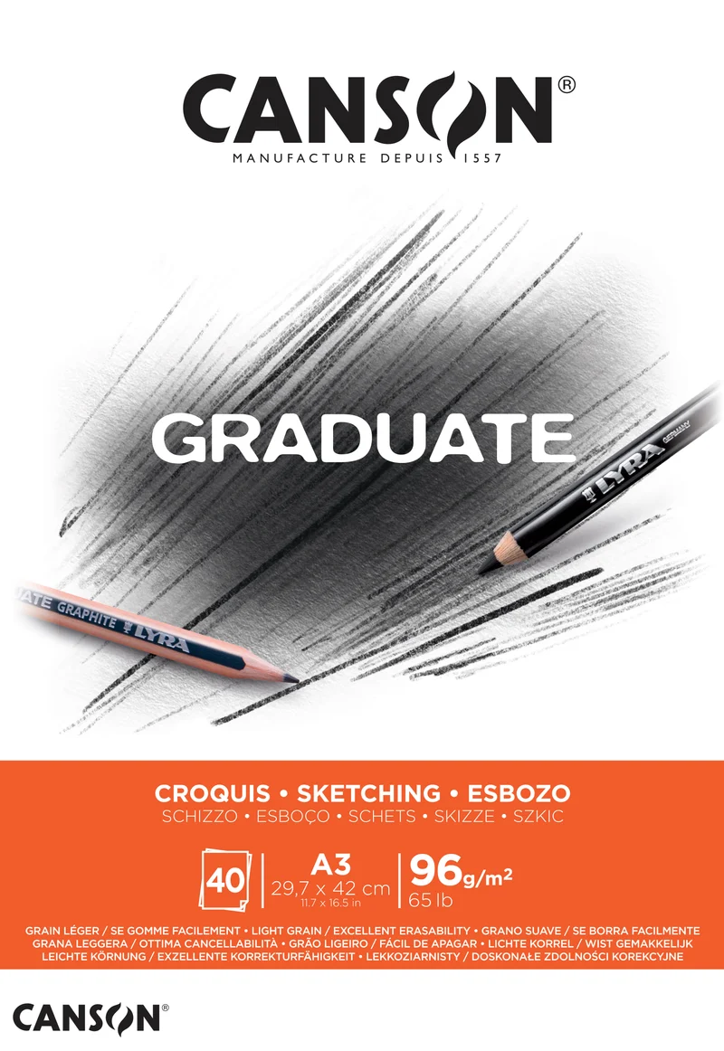 Canson Graduate blocco da disegno 96 g/m² 40F A3 incollato