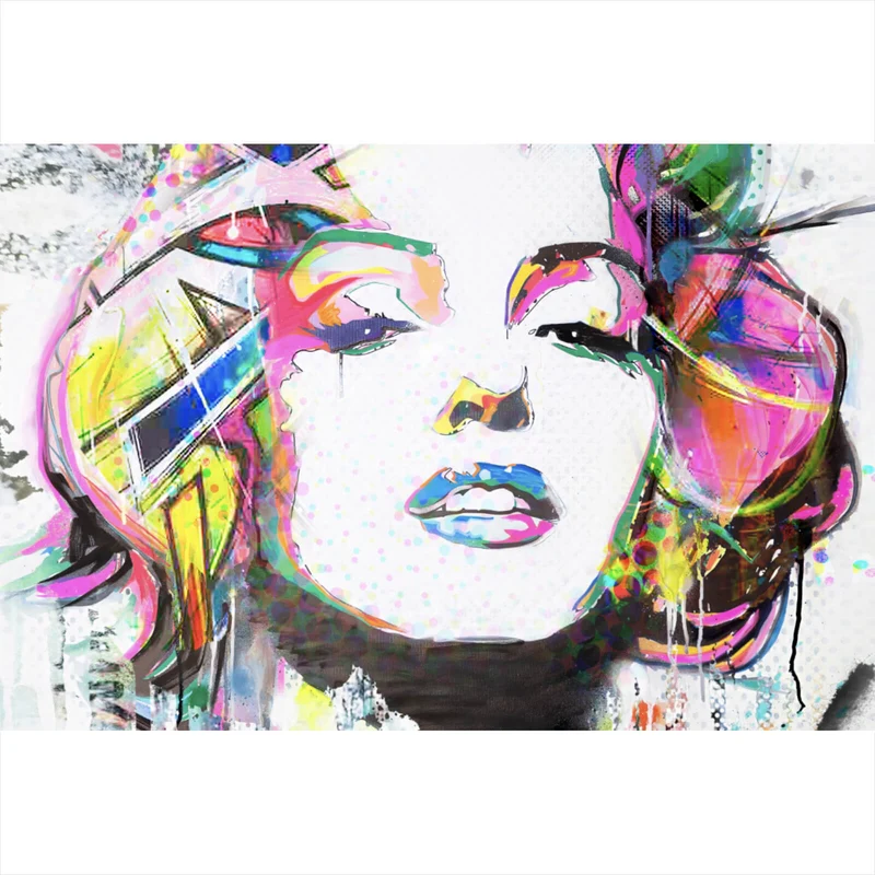 Leinwandbild Buntes Portrait Marylin Graffiti Querformat