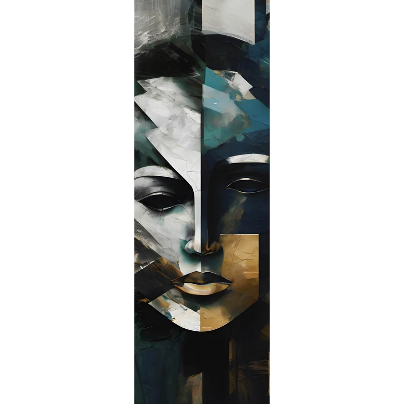 Aluminiumbild Maskenhaftes Portait Abstrakt Panorama Hoch