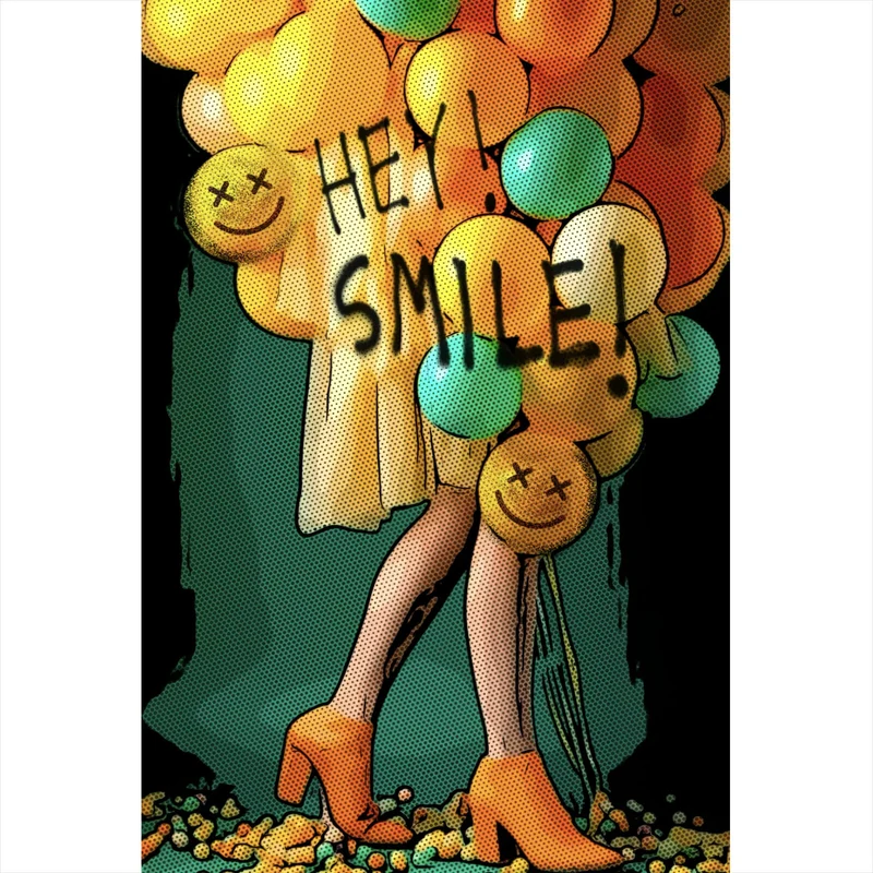 Poster Smile bunte Ballons im Pop Art Stil Hochformat