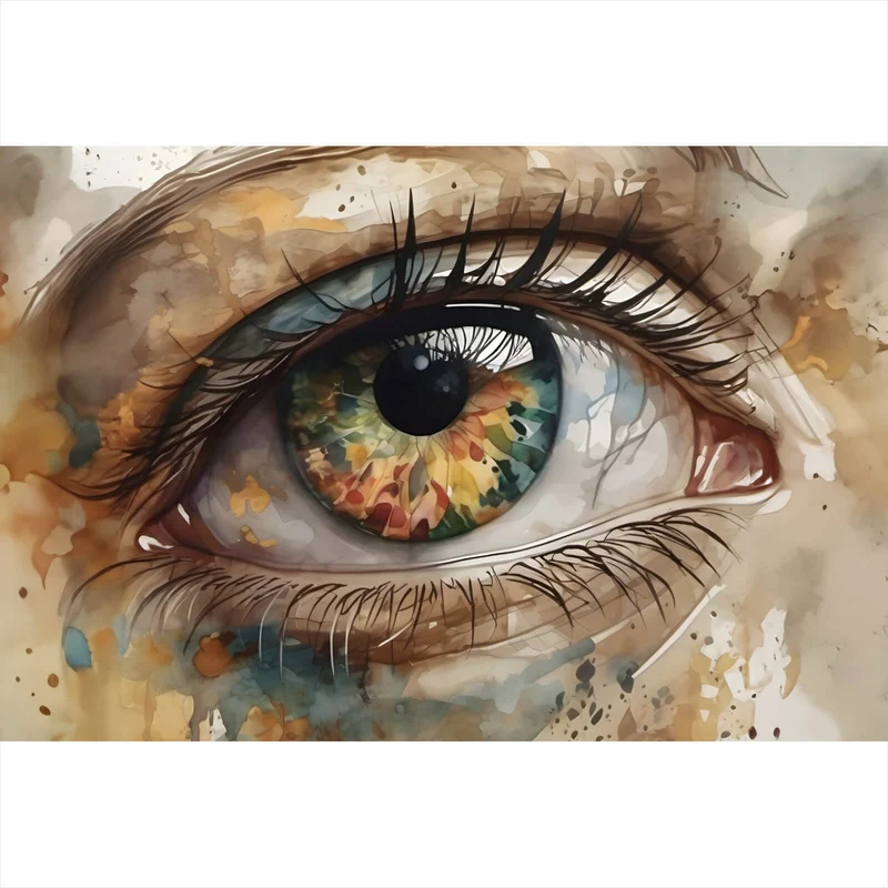 Poster Abstraktes buntes Auge Aquarell Stil Querformat
