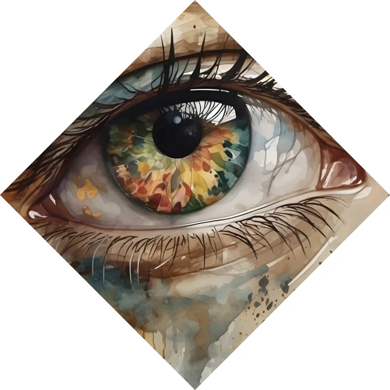 Spannrahmenbild Abstraktes buntes Auge Aquarell Stil Raute