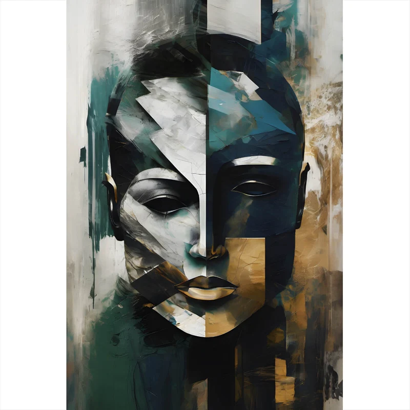 Leinwandbild Maskenhaftes Portait Abstrakt Hochformat