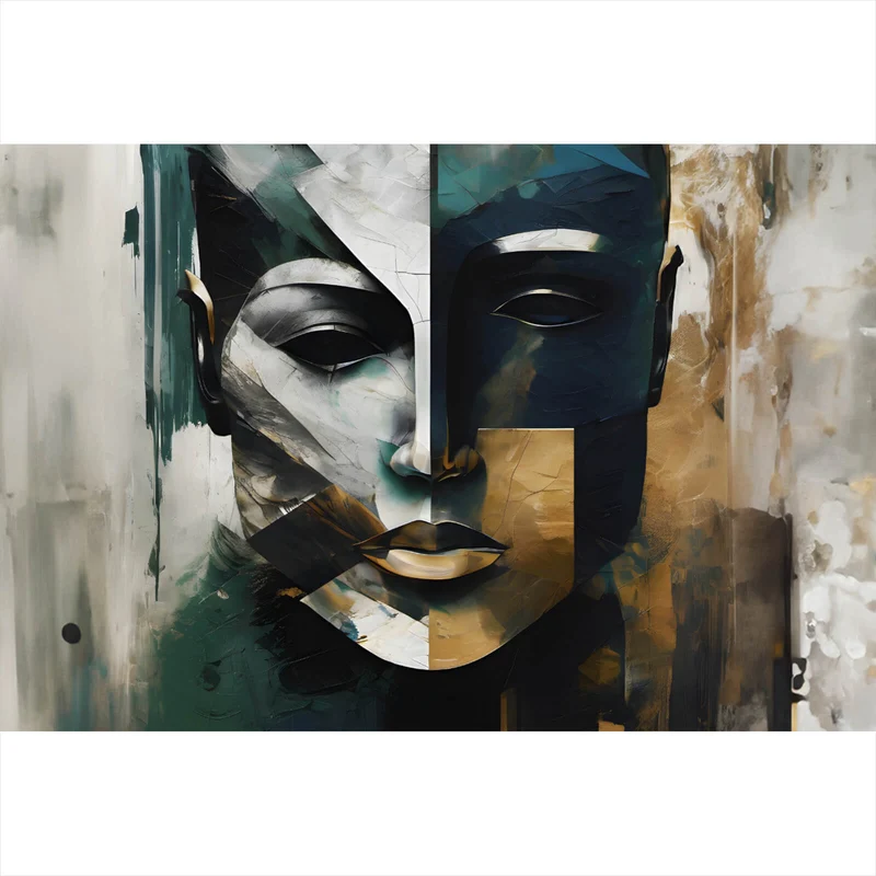 Acrylglasbild Maskenhaftes Portait Abstrakt Querformat