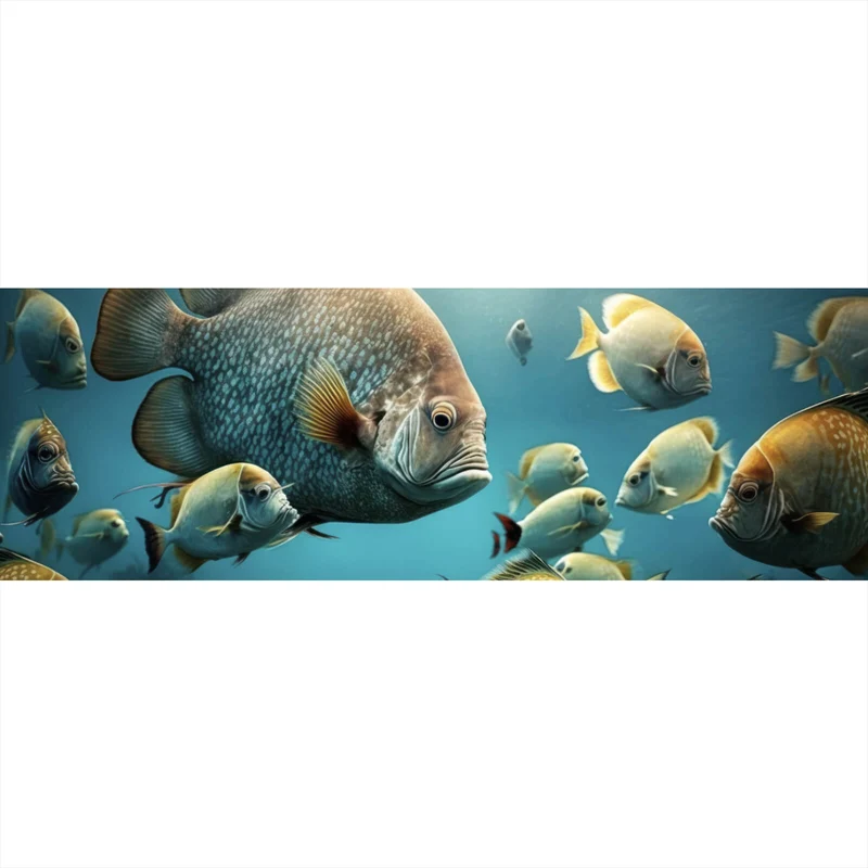 Poster Fischschwarm in einer Unterwasserwelt Panorama