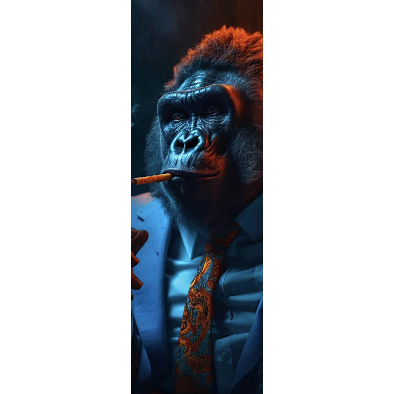 Poster Eindrucksvoller Gorilla mit Zigarre Panorama Hoch