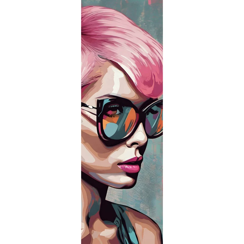 Leinwandbild Frau mit pinken Haaren Panorama Hoch