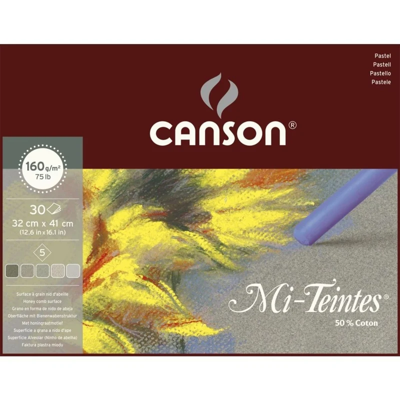 Blok za pastel CANSON Mi-Teintes siv 160 g/m² - 32 x 41 cm, 30 listov