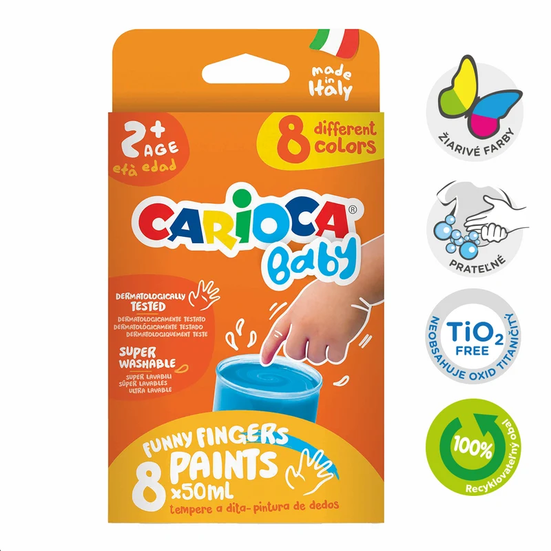 Prstne barve Carioca Baby 2+, 8 × 50 ml