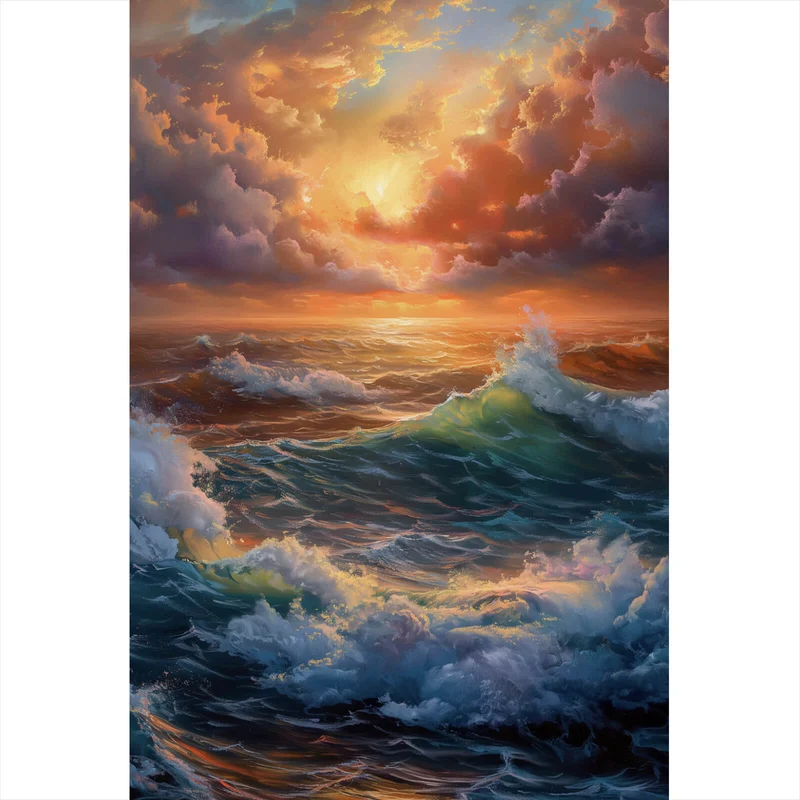 Leinwandbild Stimmungsvolle Meerlandschaft bei Sturm Hochformat
