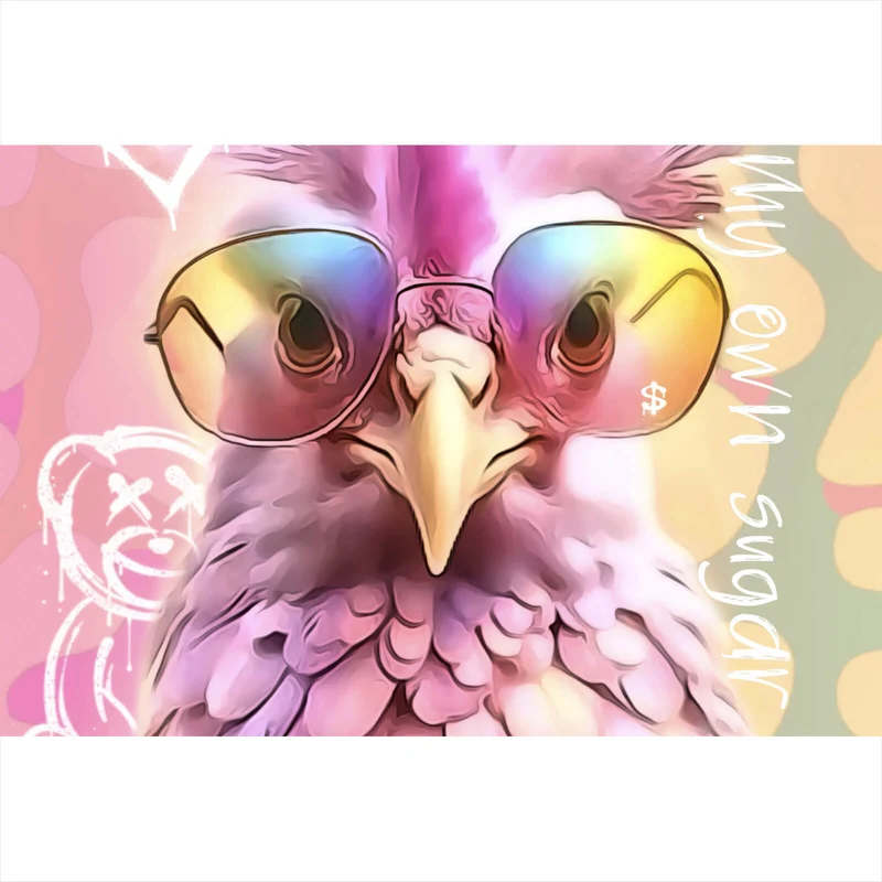Poster Huhn mit Sonnenbrille Modern Art Querformat