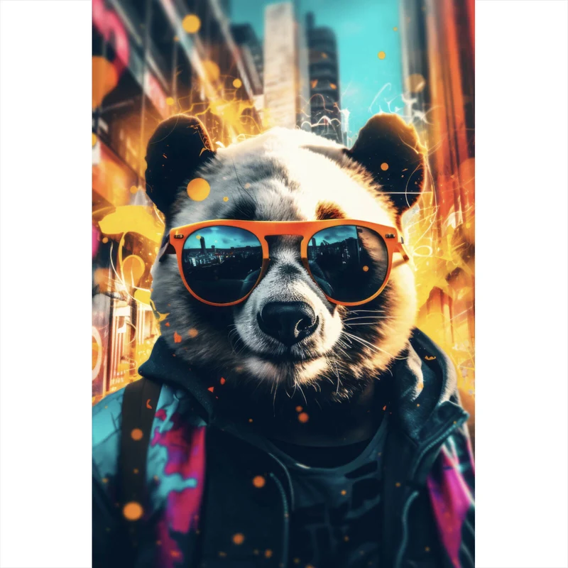 Poster Cooler Panda mit Sonnenbrille Street Art Hochformat