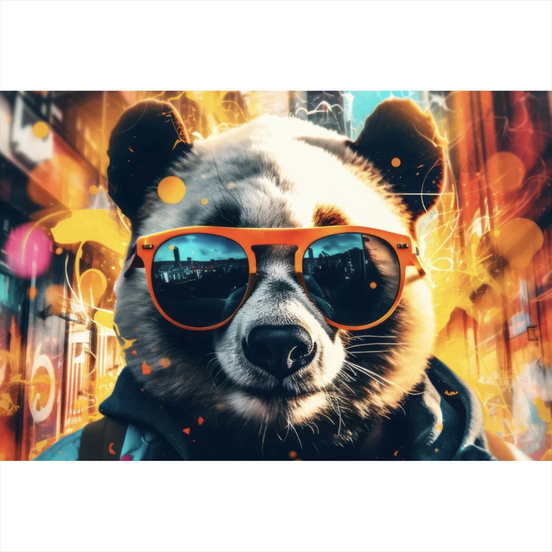 Poster Cooler Panda mit Sonnenbrille Street Art Querformat