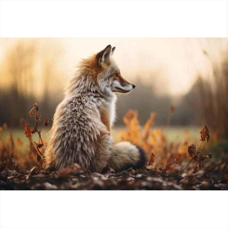 Leinwandbild Fuchs im Sonnenuntergang Querformat