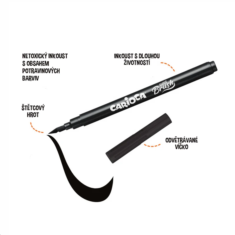 Carioca Brush флумастери с четков връх, 20 бр., микс цветове