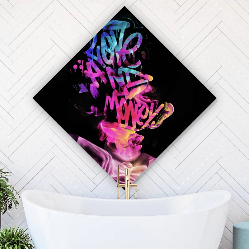 Poster Graffitikunst Love and Money Raute