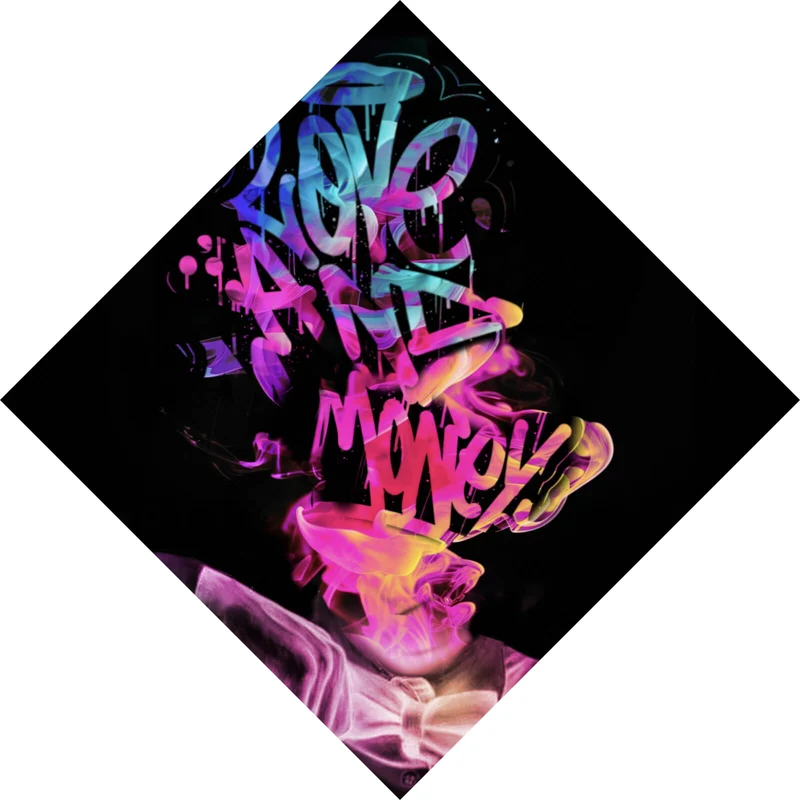 Poster Graffitikunst Love and Money Raute