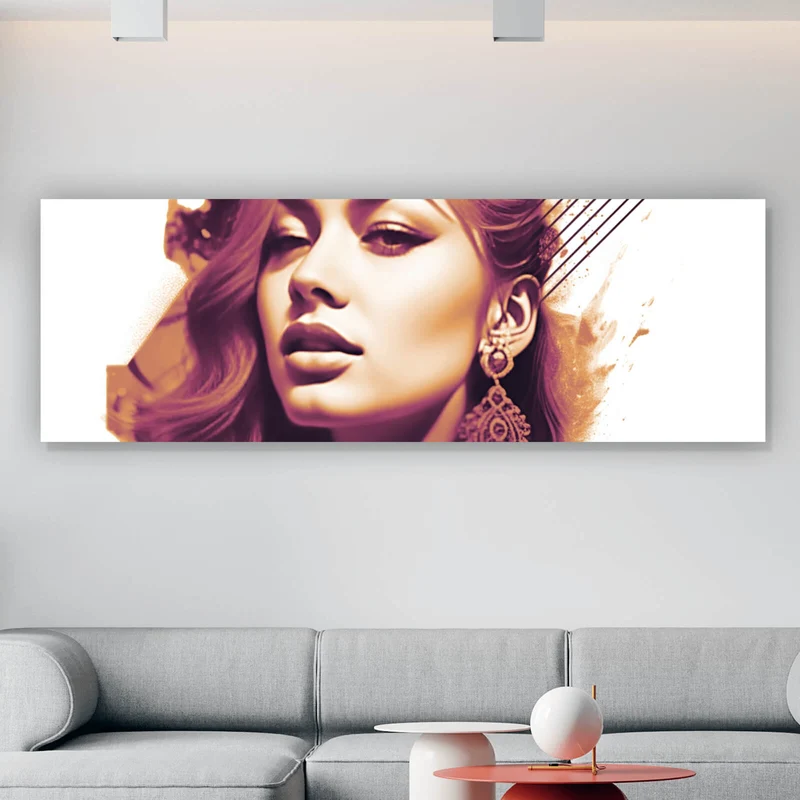 Leinwandbild Grafisches Portrait einer Frau Panorama
