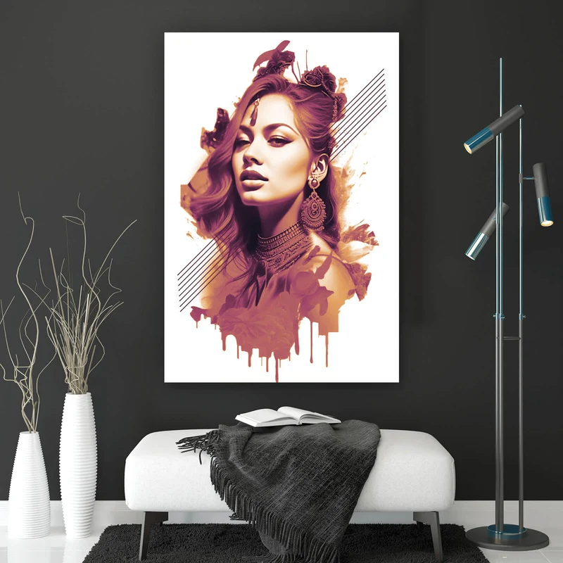 Leinwandbild Grafisches Portrait einer Frau Hochformat