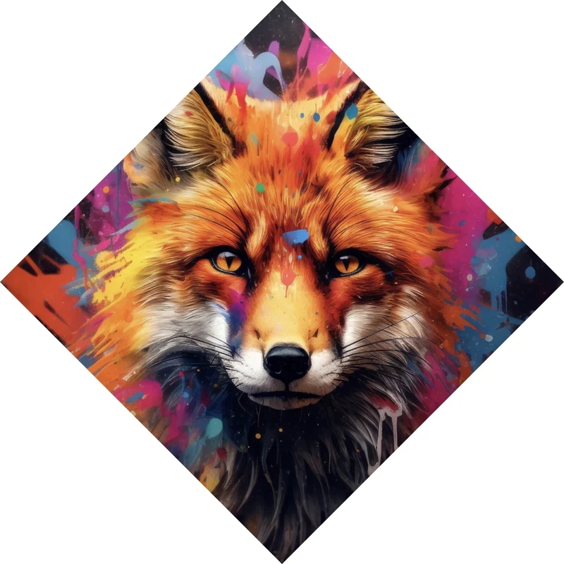 Leinwandbild Fuchs mit Farbspritzer Modern Raute