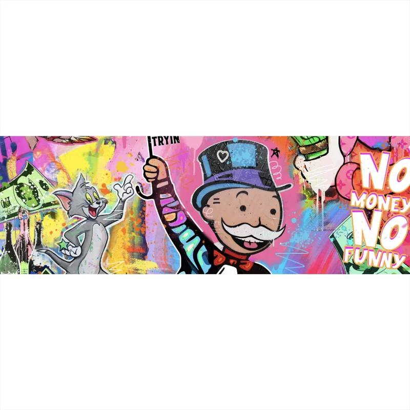 Aluminiumbild Bunte Monopoly Collage Pop Art Panorama