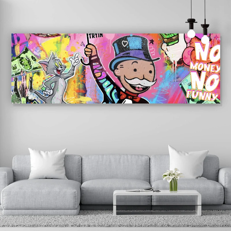 Leinwandbild Bunte Monopoly Collage Pop Art Panorama