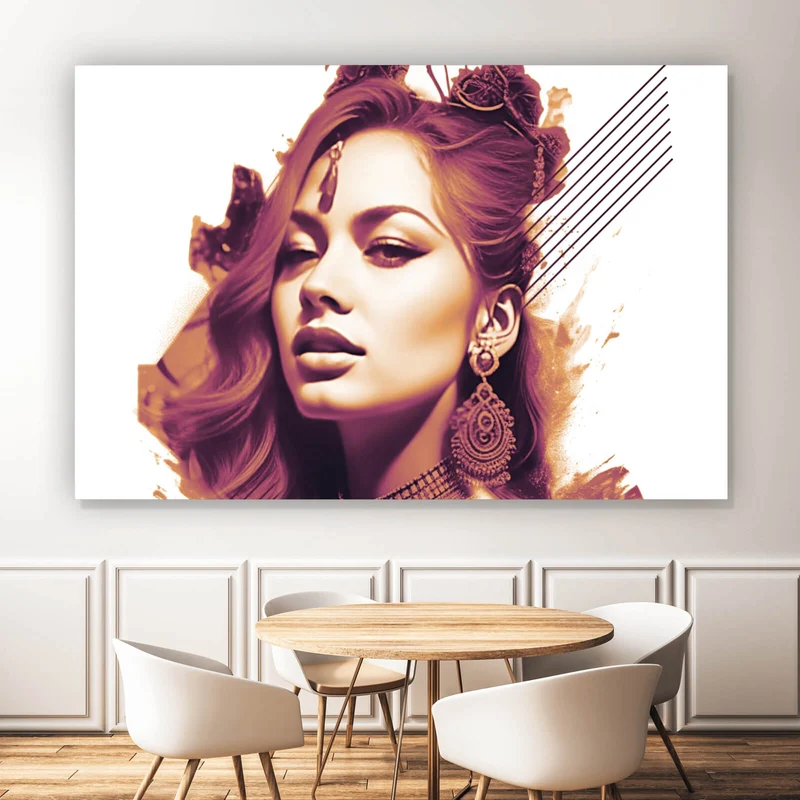 Leinwandbild Grafisches Portrait einer Frau Querformat